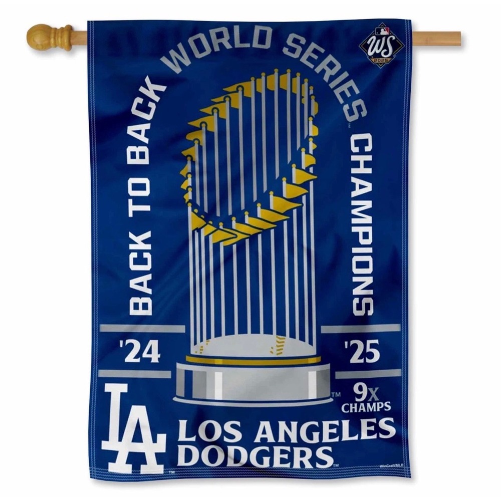 WinCraft Los Angeles Dodgers Back to Back World Series Champions Flag Blue 28x40